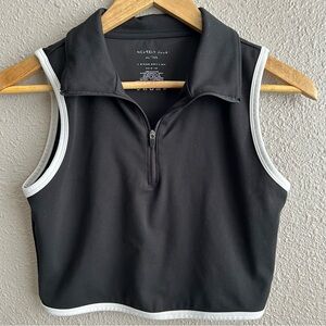 Sincerely Jules black cropped quarter‎ zip active workout crop polo top